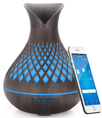Alexa WiFi Essential Oil Diffuser, 400ml Smart Arom Diffuser Luftfuktare, Stöder APP och Röststyrning, 7 Färg-LED, Skapa Program, Timer-inställningar, Tyst (mörkare)