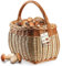 KADAX Cesta de Mimbre Ovalada para Setas, Compras y Picnic - Robusta con Asa para Botellas y Jardín - Cesta de Transporte (Mezcla, 31 x 26 x 41 cm)