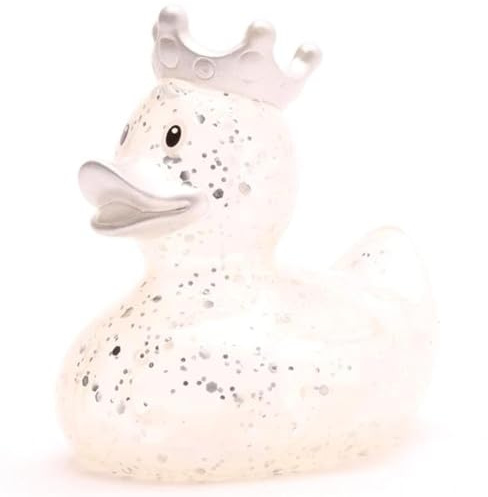 Badeente König Glitzer Silber - inkl. Gummienten-Schlüsselanhänger im Set, Quietscheente, königlich, Royals, Glitzer und Glamour,