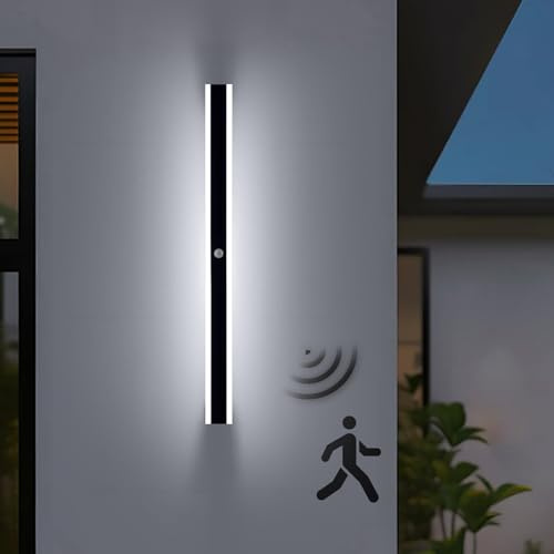 120CM Lange Aussenleuchten Wandleuchte Aussen mit Bewegungsmelder Kaltweiß | 40W LED Wandlampe Außen mit Bewegungsmelder Wasserdicht Anthrazit Aussenlampe Wand für Garage, 6000K