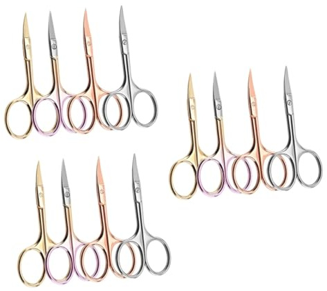 FRCOLOR 3 Set Di Forbici Colorate Per La Barba Set Di Forbici Per Baffi Per Il Naso Per Per Uomo Barbiere Uso Domestico 4 Pezzi*3