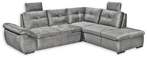 Stella Trading ALIJA Ecksofa mit Schlaffunktion in Grau - Moderne Eckcouch mit Bettkasten und verstellbaren Armlehnen - 265 x 84 (107) x 217 cm (B/H/T)