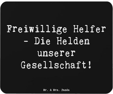 Mr. & Mrs. Panda Mauspad Spruch Freiwilliger Held - Geschenk, Helfer, mausteppich, Bedanken, Liebe, Gemeinschaft, Aufmerksamkeit, Mausunterlage, Dankeschön, Mausmatte, Dankbarkeit, Freiwilligenarbeit
