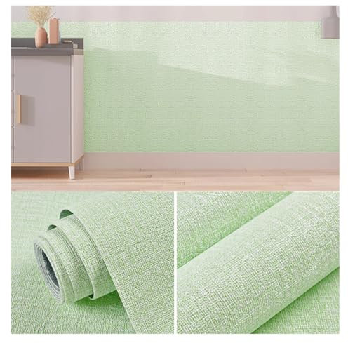 Panneau Mural Decoratif Papier peint en lin autocollant imperméable, résistant à l'humidité et à la moisissure, autocollants muraux 3D, décoration murale for la maison, le salon(Green,1Pcs50cmX10m)