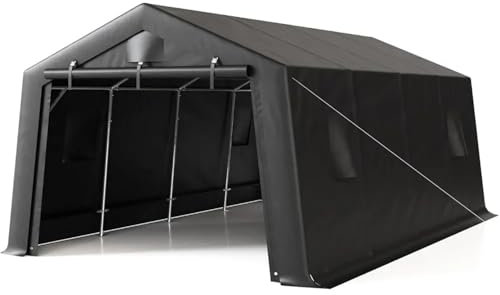 Tenda da Campeggio Automatica Garage portatile per tettoia per auto da 12'×20' con porta con cerniera avvolgibile, tenda per tettoia di stoccaggio per riparo spesso con struttura Tenda da Campeggio