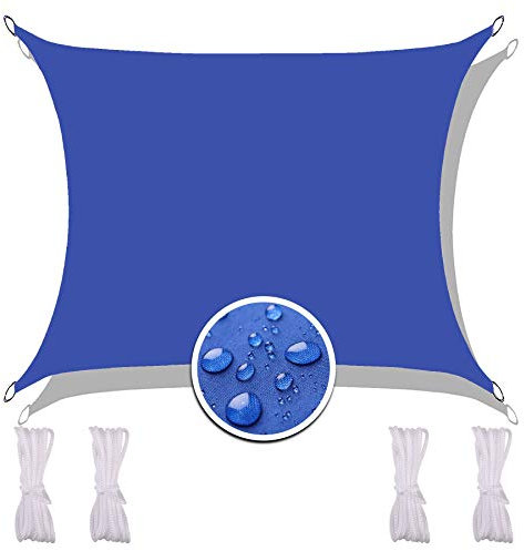Pali per vela da giardino per esterni, 2 x 5 m, in tessuto Oxford resistente, con corda di fissaggio per una facile installazione, soluzione ombreggiante blu navy