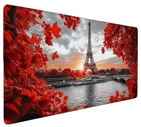 Tapis de Souris Rouge, Tour Tapis de Souris Gamer XXL 1200x600x3mm Étanche Antidérapante Mouse Pad avec Coutures sur Les Bords - sous Main Bureau - Accessoire Bureau, pour Gamer, PC, Portable S-783
