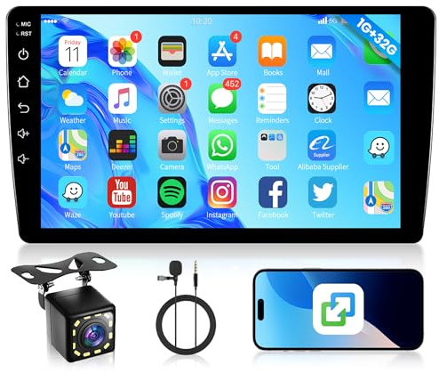 Autoradio 2 Din Android 9 Pollici IPS Touchscreen Schermo Rimoody 2 Din Autoradio con iOS/Android Mirror Link Bluetooth GPS WiFi FM/RDS/OBD2/DAB+/DVR/Dual USB Comandi al Volante Telecamera Posteriore