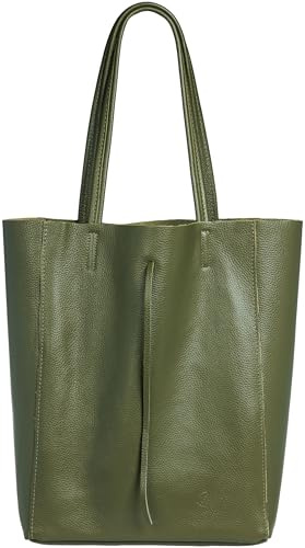 Caspar Großer Damen Leder Shopper Schultertasche mit Sicherheitsfach - CLASSIC LINE - Modell No.780 - Made in Italy