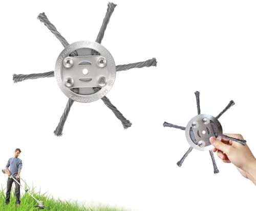 AOWVUTS Cabezal de Desbrozadora de Alambre de Acero, Cepillo para Desbrozadora, Cepillo de Malas Hierbas, Accesorio para Cortacésped de Jardín para Cortar Hierba, Elimina Malezas y Musgo