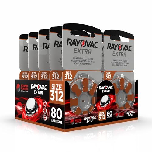 Hearing360 80 pilas para audífonos Rayovac Extra modelo 312 (10 blísteres de 8 pilas)