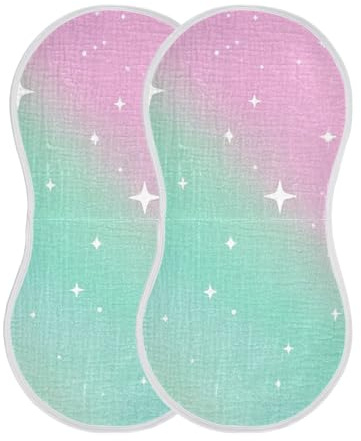 miaozhen Juego de 2 paños de algodón para eructos infantiles de color verde melocotón, suaves y absorbentes, para recién nacidos, 22 x 11 pulgadas