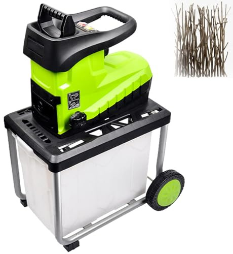 Trituradora eléctrica de jardín de 2800 W con motor de cobre profesional y picadora de hojas con interruptor de seguridad y ruedas, perfecta para compostaje y mantillo