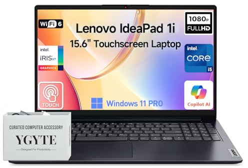 Lenovo Ideapad 1i Ordinateur portable à écran tactile 15 FHD IPS de 15,6, Intel Core i5-1335U (10 cœurs, > i7-1255U), Windows 11 Pro 40 Go de RAM 1 To SSD, pavé numérique 10 touches, wYGYTE
