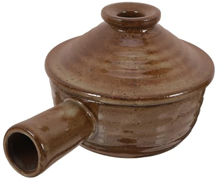 Cacerola de Barro con Tapa, 1,2 l, Resistente a Altas temperaturas, Ideal para sopas, arroz y Otras preparaciones. Apta para microondas y vitrocerámica.