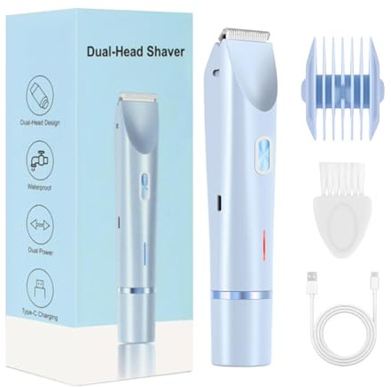Máquina De Afeitar Eléctrica De Mujeres,Eliminación De Con Cabezales | Dobles - Recortadora de Bikini de 400mAh | Para Pubis Zona Íntima Axilas Piernas Cuerpo Piel Belleza Viaje