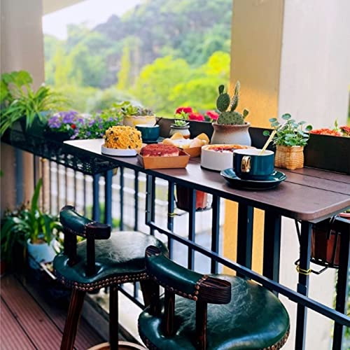 Balcony Hanging Table,Foldable Hanging Table for Balcony Railings Terrace Bar Table for Small Spaces Window Sill Dining Desk Outdoor Deck Table for Lawn Brown Color