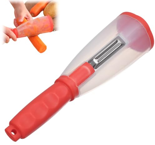 OIXYAZ Pelapatate Professionale con Contenitore – Sbucciapatate per Patate, Carote e Verdure, Lama Affilata in Acciaio Inox, Facile da Usare e Pulire
