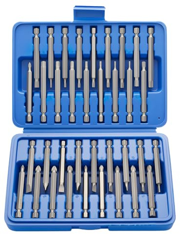 SUNNYNEST 36pcs Extra Long Security Screwdriver Bit Set 75mm – Torx Tamper Proof, Hex, Phillips, Pozi, Flat & Spline Bits, CR-V Steel Precision Bits with Storage Case