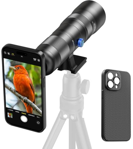 APEXEL 20-60X Zoom Lens with Integrated Case for iPhone 15 Pro Max-Professional Telephoto Zoom Lens