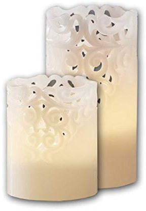 Star Trading LED-Wachskerze CLARY weiss Rankendesign, 2er Set