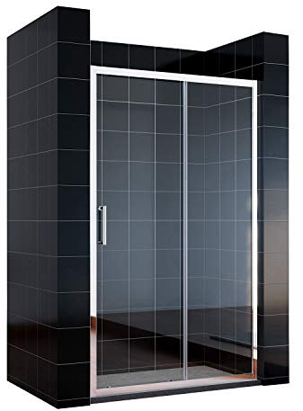 SONNI Schiebetür Dusche 110 cm Duschtüren Duschabtrennung Glasschiebetür Höhe 185 cm Klarglas Duschwand Duschkabine