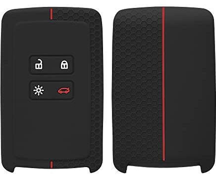 kwmobile Autoschlüssel Schutzhülle kompatibel mit Renault 4-Tasten Smartkey Autoschlüssel (nur Keyless Go) Hülle - Schlüsselhülle aus Silikon - in Schwarz Rot