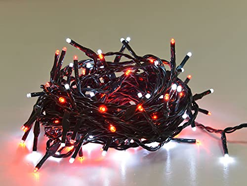 elume Guirlande de Noël lumineuse extérieure 34 m, 480 LED rouges et LED blanc flash