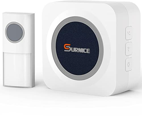 Wireless Door Bell Battery Operated, SURNICE Waterproof Doorbell Chimes Operating at 1000 Ft/300m Long Range, 3 Modes Doorbells Chime Kit with 4 Levels Volume, 38 Melodies and LED Flash