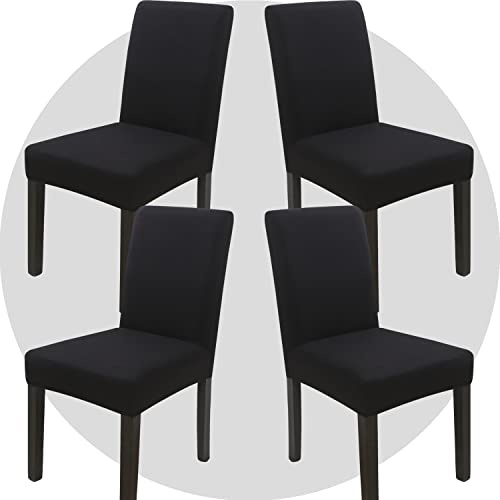 ZHILING Stuhlhussen Bezüge Set von 4 Super Fit Stretch abnehmbare waschbare Esszimmerstuhl Protector Cover Sitzbezug für Hotel, Esszimmer, Zeremonie, Bankett Hochzeitsfeier(Schwarz)