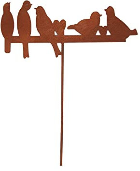 UNUS Decorazione da giardino ruggine cinque uccelli
