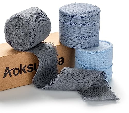 AOKSUNOVA Geschenkband Baumwollband Hochzeit Schleifenband Bunt | Apricotfarbenes Baumwoll Geschenkband für Hochzeit,Verpackung und Dekoration,Breites Schleifenband mit Edler Fransenkante