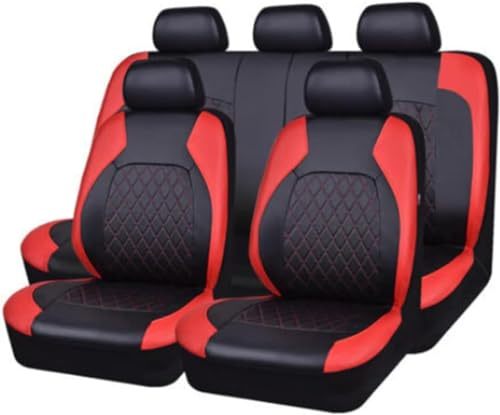 Auto Leder Sitzbezüge für FIAT Panda Classic/Pandazzurri/Panda City Cross/Panda City Life/Panda Active, 9 Stück Allwetter rutschfest Wasserdicht Atmungsaktiv Schonbezug Set Sitzkissenschutz