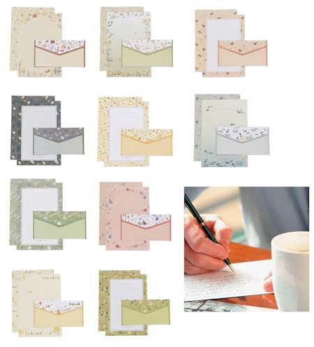 SUpoetry Retro Briefpapier-Set, 60 Stück Briefpapier Und 30 Stück Umschläge, A5, Bunt, Holzzellstoff, Schreibpapier-Set, Weihnachten