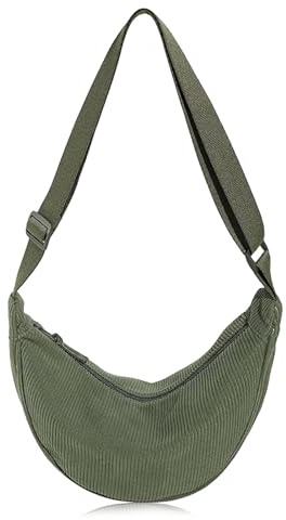 IJHYGD Bauchtasche Cord,Bauchtasche Damen Cord,Half Moon Crossbody Tasche für Frauen mit Verstellbarem Schultergurt, Geeignet Zum Einkaufen, Dating, Reisen und Arbeiten