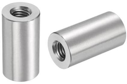 QUARKZMAN 5pcs M8 Rond Connecteur Écrous, 304 Inox Acier Accouplement Écrou 30mm/1.18 Longueur Manchon Tige Barre Goujon Écrou pour Support, M8x30x16mm