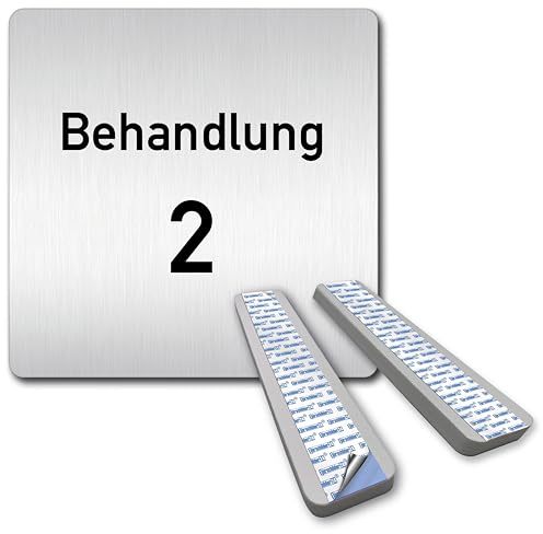 Türschilder24 XXL Schild - Türschild • 125 x 125 mm • Behandlung - Behandlungsraum • 1,5 mm Aluminium Vollmaterial • 100% Made in Germany (Beahndlung 2 + Abstandshalter)