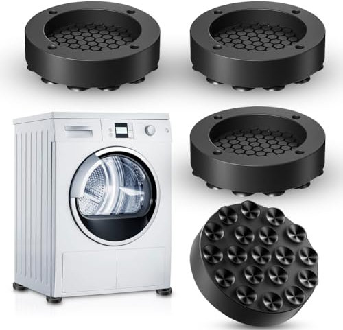 Alfombrilla para lavadora con ventosa fuerte, juego de 4 alfombrillas de goma antideslizantes para un agarre estable de lavado y secadoras, almohadillas antivibración.