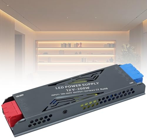 SUCIKORIO Transformador 220V a 12V 200W 16,6A Fuente Alimentacion Constante Ultrafino LED Driver Controlador AC 220V a DC 12V Fuente de Alimentación LED de Bajo Voltaje para Tira LEDs, LEDs Lámparas