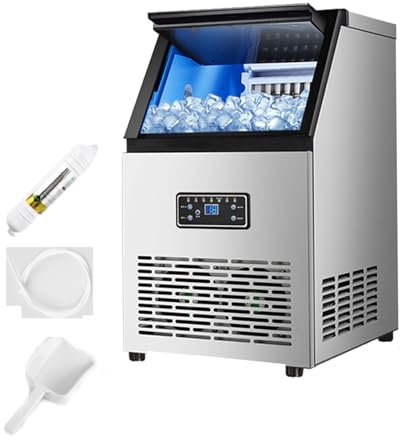 Máquina De Hielo De Escritorio Comercial,Capacidad De Producción De Hielo 88/110 Libras/24 Horas,Con Almacenamiento De Hielo De 24 Libras,Adecuada Para Hacer Cubitos De Hielo En Bares,40KG