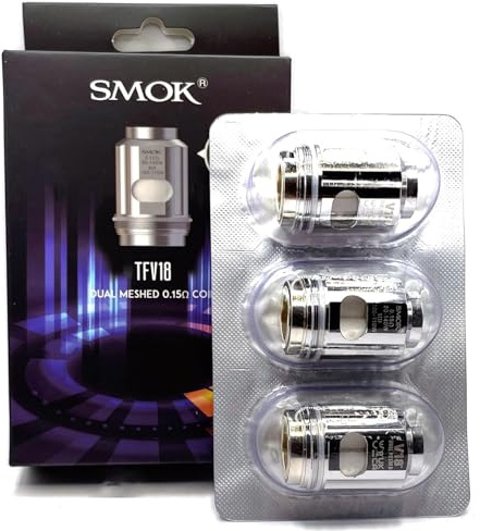 SMOK TFV18 Dual Meshed Resistencias 0,15 ohm paquete de 3 | Compatible con MAG-18, Morph 2, Arcfox, TFV18, Tecnología Mesh, 80–140W, Sin nicotina