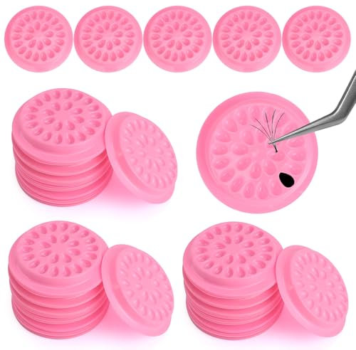 100 Stück Wimpernkleber Halter, Halter für Falschen Wimpernkleber Wimpernschalenhalter Kleberinge Wimpernschalen Einweg-Wimpernpads Wimpernkleberschale Kleberinge für Palettenpads (Pink)