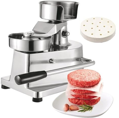Dfdieratve Commercial Hamburger Patty Maker 4inch/5inch/6inch Stainless Steel Burger Press Heavy Duty Hamburger Press Meat Patty Maker Hamburger Forming Processor with 50 Pcs Patty Papers,6in