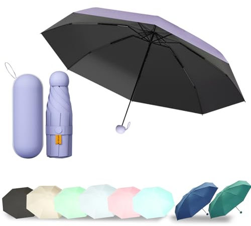 EEPLUYTY Mini Umbrella, Six Bone Umbrella, UV Protection Umbrella, Outdoor Sun Protection Umbrella, Rain or Sunshine Umbrella, Practical and Portable, light purple, S