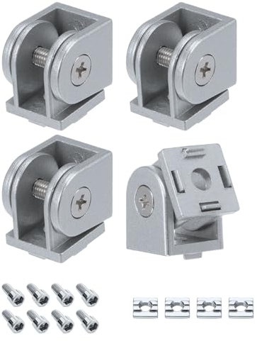 sourcing map 4Pcs Die-Cast Aluminum Pivot Joint 180°Adjustable Flexible Pivot Joint Connector with M6 Screws for 2020 Series Aluminum Extrusion Profile, Aperture 6mm, Silver Tone