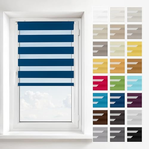 Estika Store Enrouleur Jour Nuit Klemmfix sans perçage - Nuit d'été - 50 x 120 cm - Store à enroulement, Double Tissu, pour fenêtres intérieures