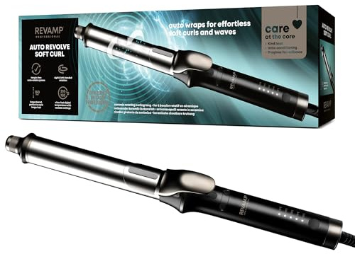 REVAMP Auto Revolve Soft Curl - Hair Curler Automatic Rotating - Curling Iron Tong with Extra-Long Ceramic Barrel for Long Hair-Lengths, Tangle Free Automatic Hair Curler, Left & Right Hand Rotation