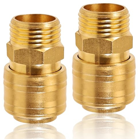 Beatific 2 Stück Schnellkupplung Druckluft NW 7,2, 1/2 Zoll Messing Druckluftkupplung mit Außengewinde, G1/2 Zoll Druckluftanschluss Schnellkupplung Druckluft Kupplungen für DruckluftAnschluss