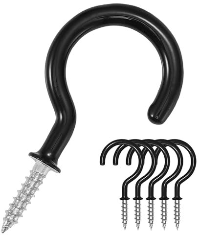 Zuvo -36 PCS Metal Ceiling Hooks 2.3 cm Multipurpose Vinyl Coated Screw-in Wall Hooks for Hanging Plants, Cups, Utensils, Lights and Stuff Great for Indoor & Outdoor Use