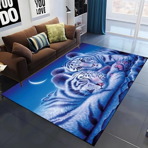 Bettvorleger 3D-Illusionsteppich Kleiner Teppich Tiger-Tierwelt Teppich,Schlafzimmerteppich,Jungenteppiche Für Schlafzimmer,Wohnzimmerteppich 180 X 280 cm - Leicht Zu Reinigen-8250523418